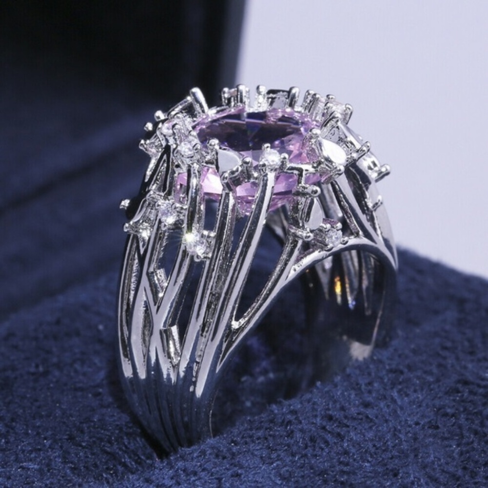 Brand New 925 Silver Oval Cut Pink Sapphire Ring - Picture 1 of 4